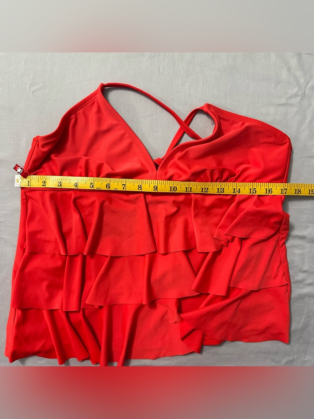 Catalina Tankini Swimsuit Set Large 12 14 Orange Tiered Ruffle Top Skirtini Swim - Picture 13 of 14